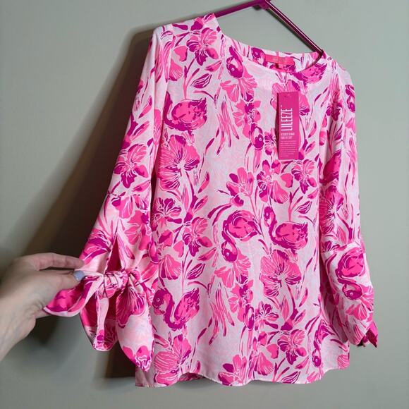 NEW Lilly Pulitzer Langston Top Flamingos Coral Reef Tint Size XS - Picture 5 of 7